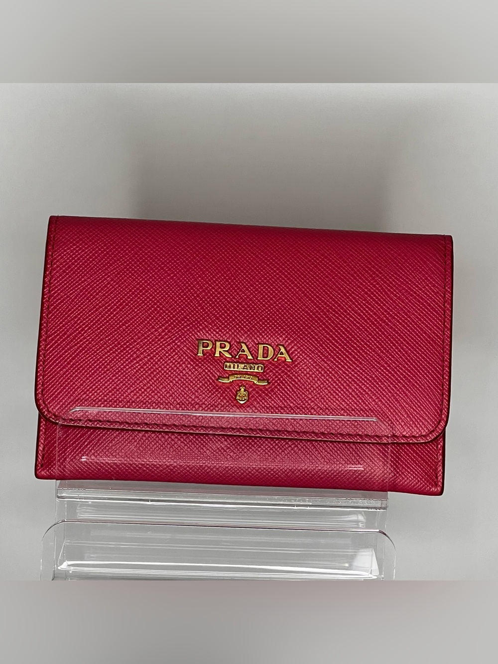 PRADA Saffiano Leather Flap Wallet with Removable Card Case